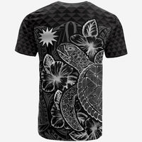 Nauru T Shirt Nauru Flag Turtle Hibiscus Black - Polynesian Pride