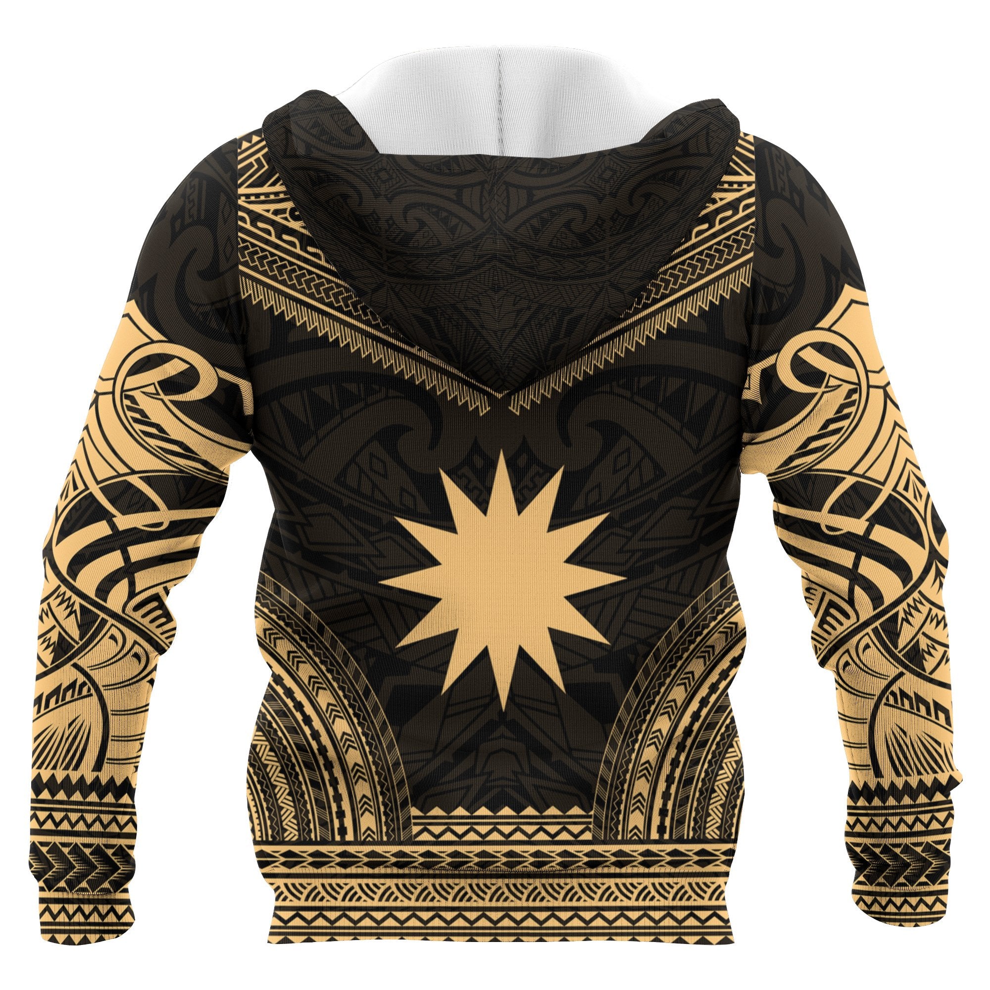 Nauru Polynesian Chief Custom Zip up Hoodie Gold Version Unisex Gold - Polynesian Pride