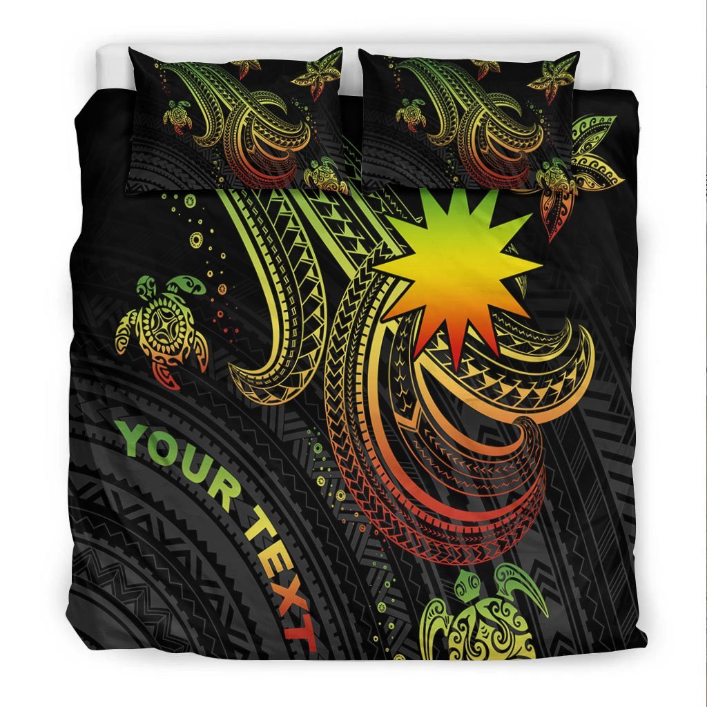 Nauru Custom Personalised Bedding Set - Reggae Turtle - Polynesian Pride