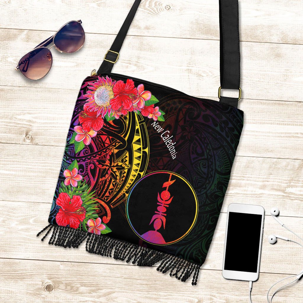 New Caledonia Boho Handbag - Tropical Hippie Style One Size Boho Handbag Black - Polynesian Pride