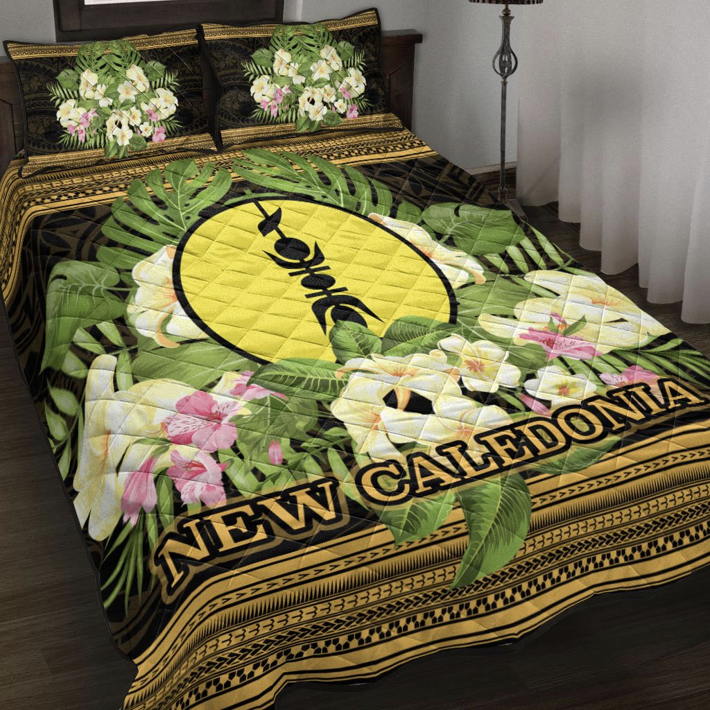 New Caledonia Quilt Bed Set - Polynesian Gold Patterns Collection Black - Polynesian Pride