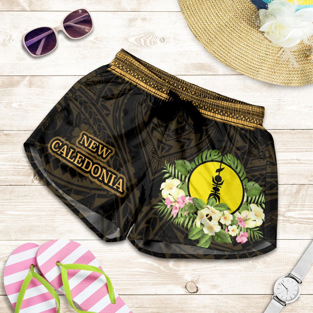 New Caledonia Women's Shorts - Polynesian Gold Patterns Collection Women Black - Polynesian Pride