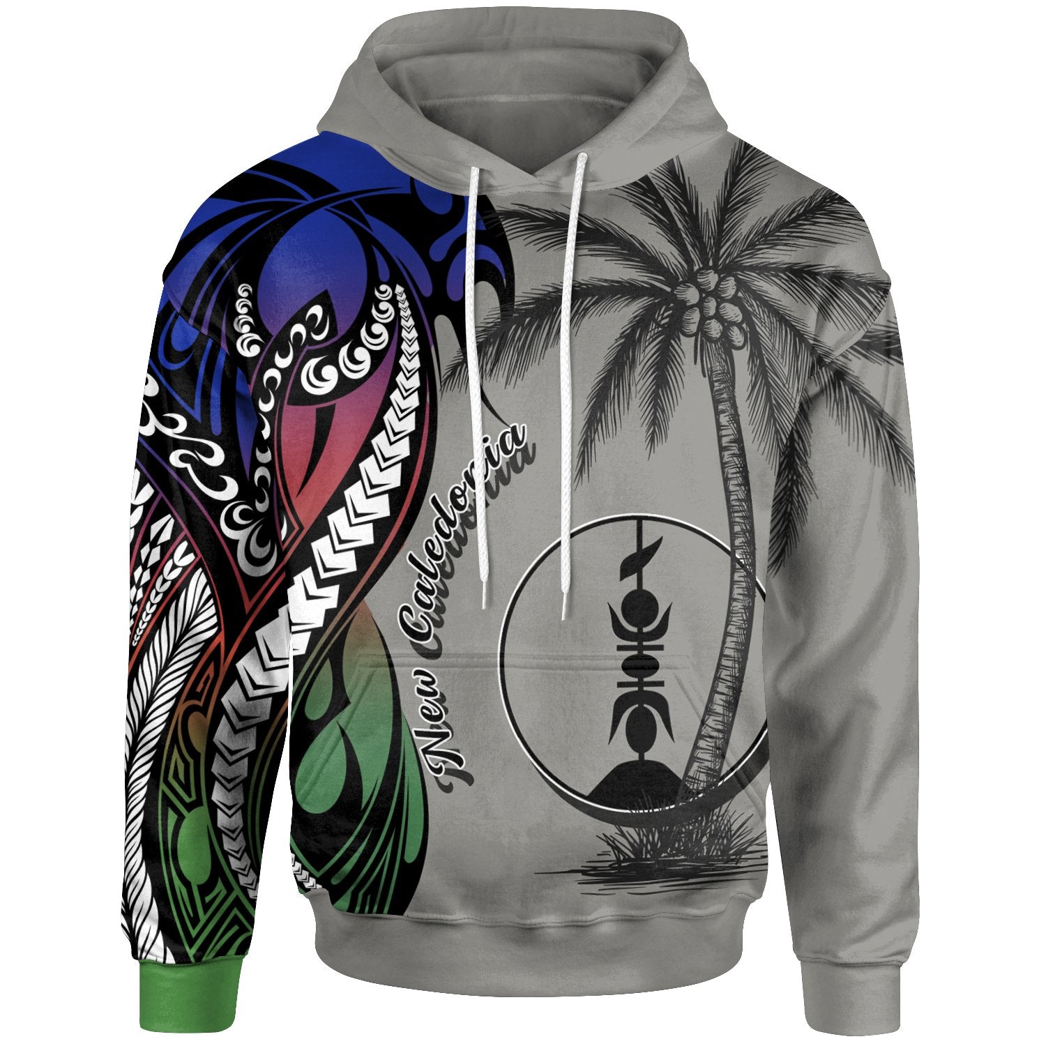 New Caledonia Hoodie Classical Coconut Tree Unisex Gray - Polynesian Pride