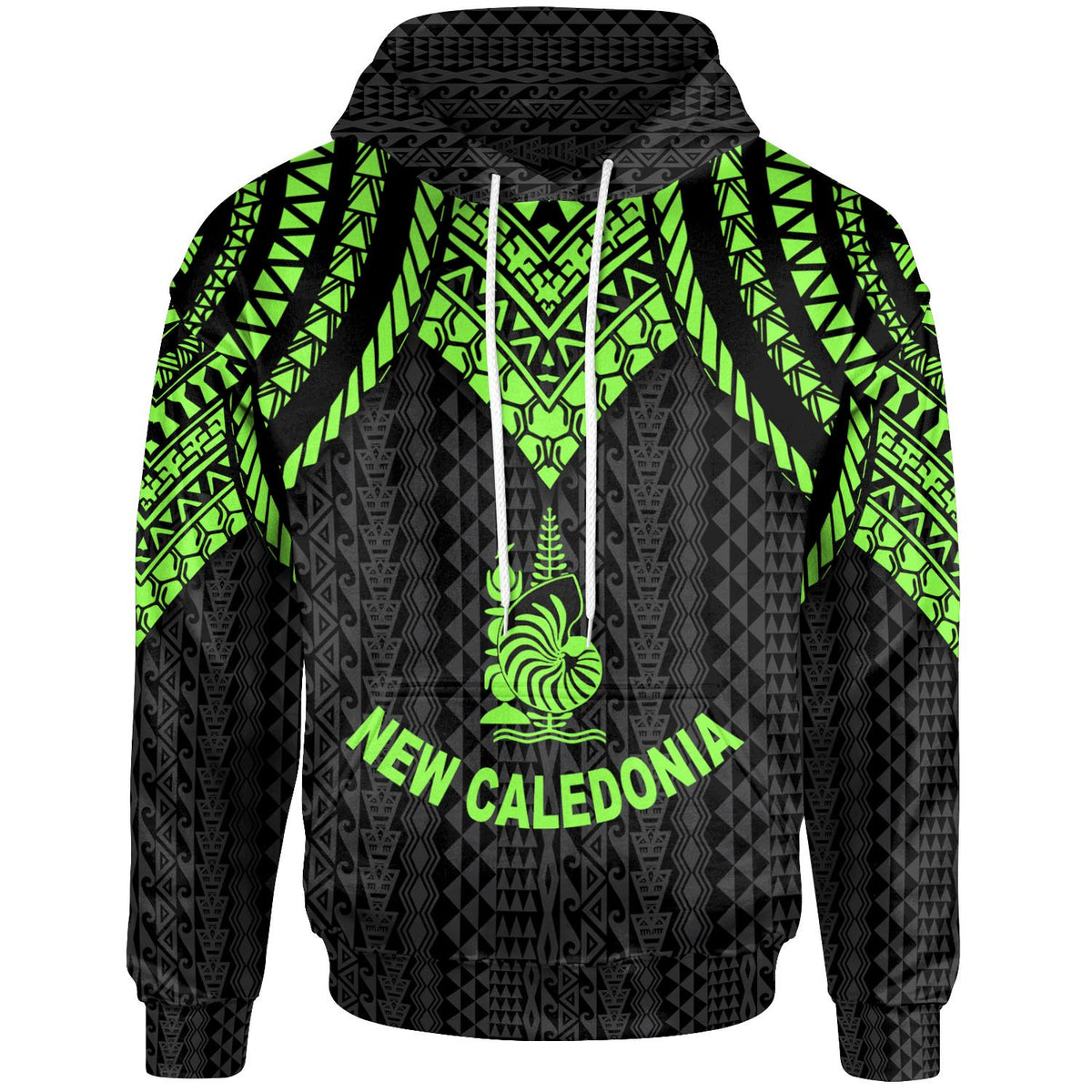 New Caledonia Hoodie Polynesian Armor Style Green Unisex Green - Polynesian Pride