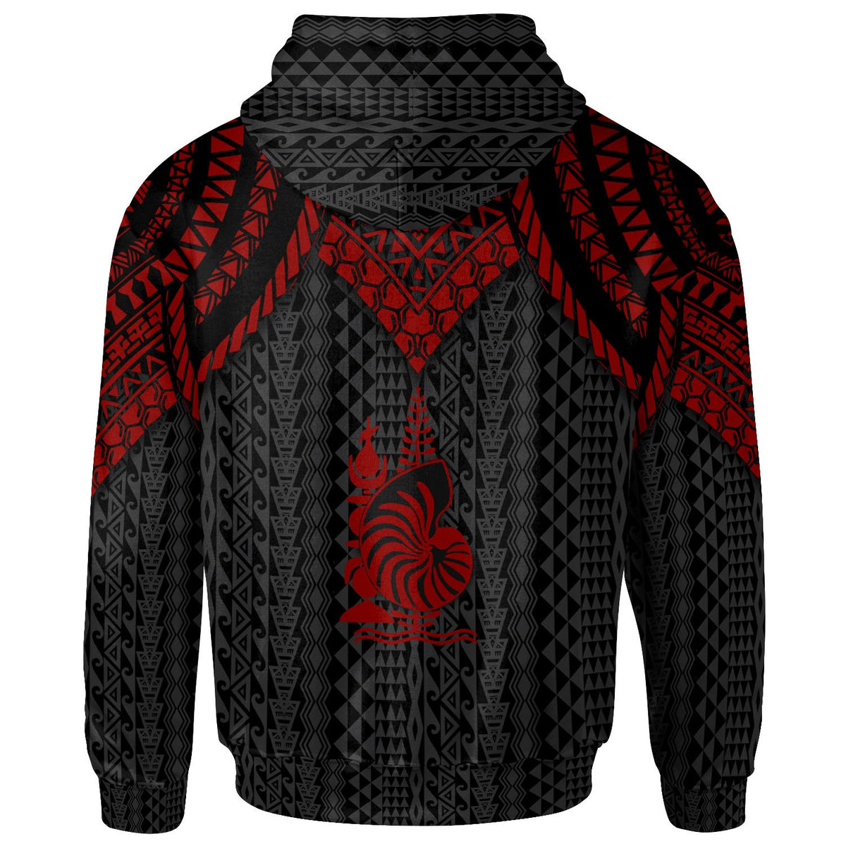 New Caledonia Zip up Hoodie Polynesian Armor Style Red - Polynesian Pride