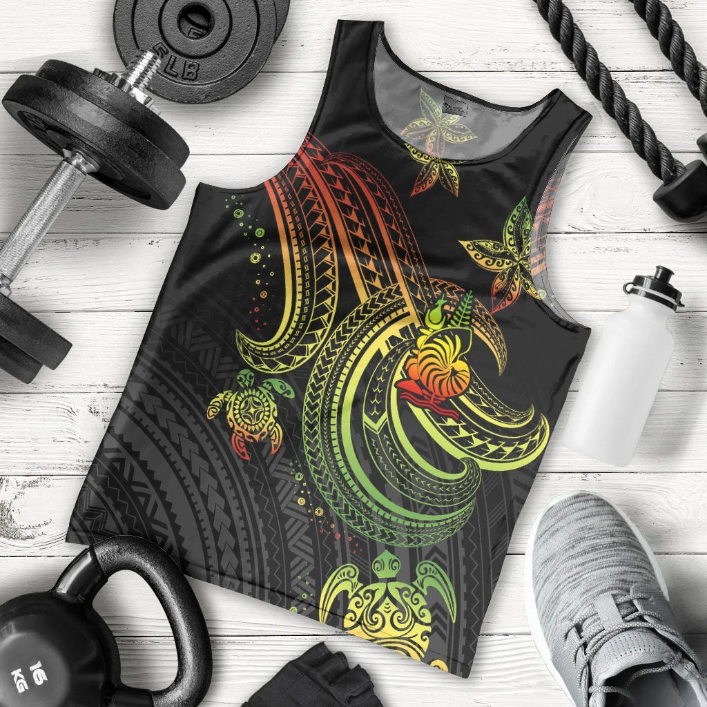 New Caledonia Custom Personalised Men's Tank Top - Reggae Turtle Reggae - Polynesian Pride