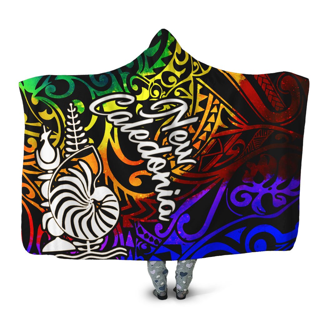 New Caledonia Hooded Blanket - Rainbow Polynesian Pattern Hooded Blanket Rainbow - Polynesian Pride