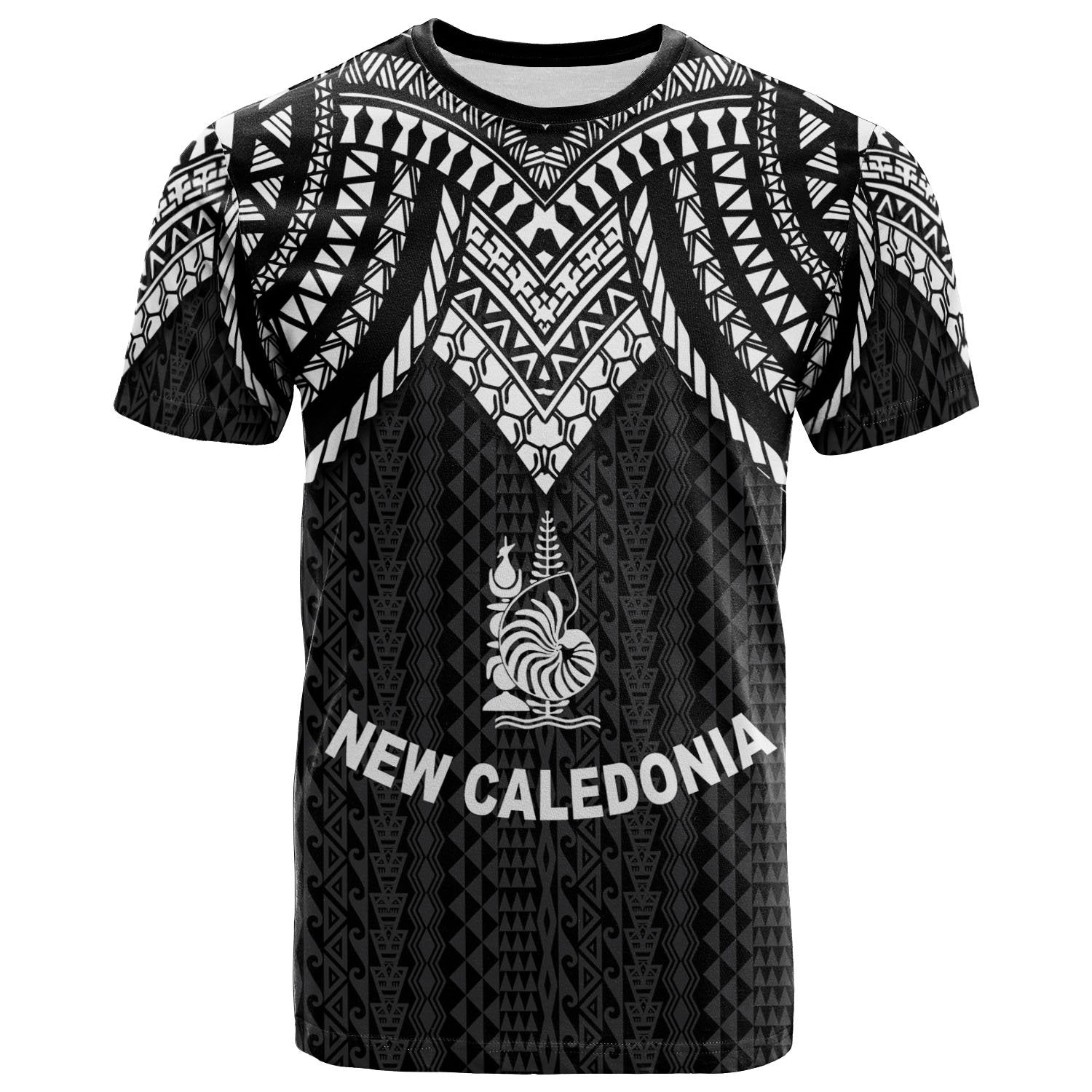 New Caledonia T Shirt Polynesian Armor Style Black Unisex Black - Polynesian Pride