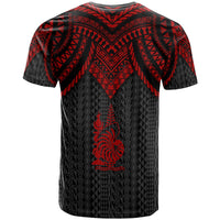 New Caledonia T Shirt Polynesian Armor Style Red - Polynesian Pride