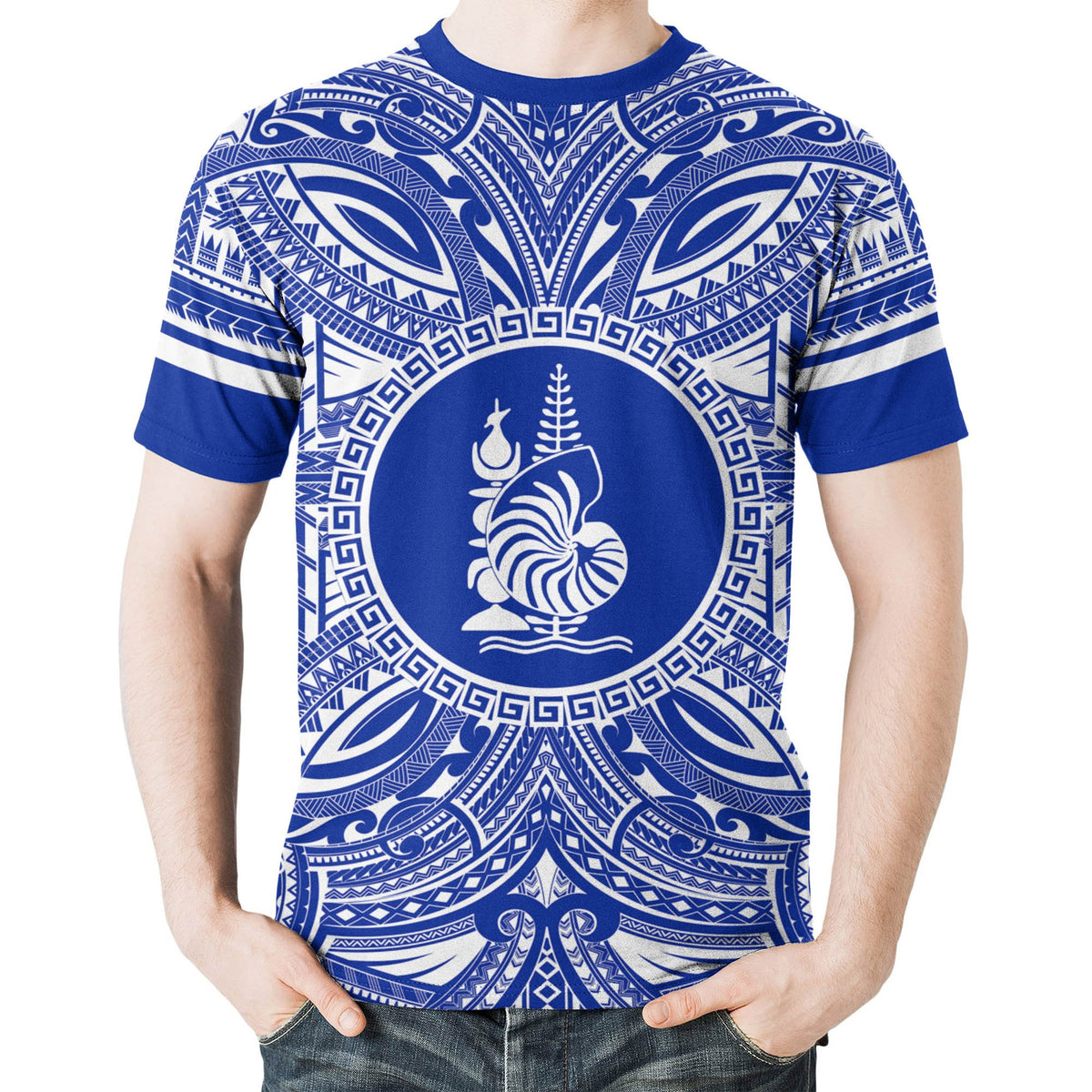 New Caledonia All T Shirt New Caledonia Coat Of Arms Polynesian Flag Color - Polynesian Pride