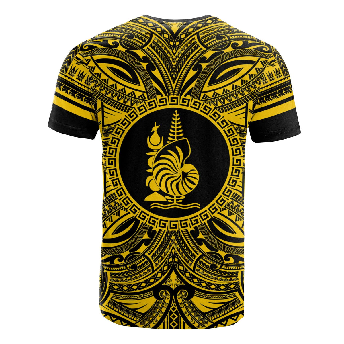 New Caledonia All T Shirt New Caledonia Coat Of Arms Polynesian Gold Black - Polynesian Pride
