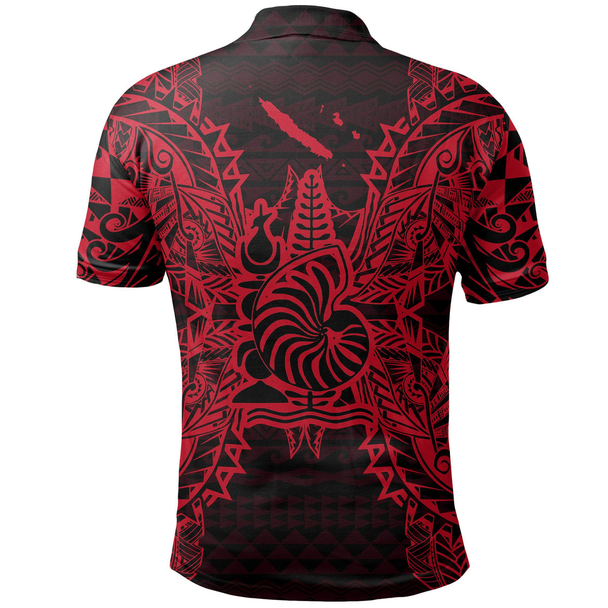 New Caledonia Polo Shirt Kanaky Coat Of Arms Map Polynesian Tattoo Red - Polynesian Pride