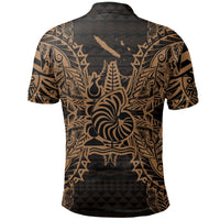 New Caledonia Polo Shirt Kanaky Coat Of Arms Map Polynesian Tattoo Gold - Polynesian Pride