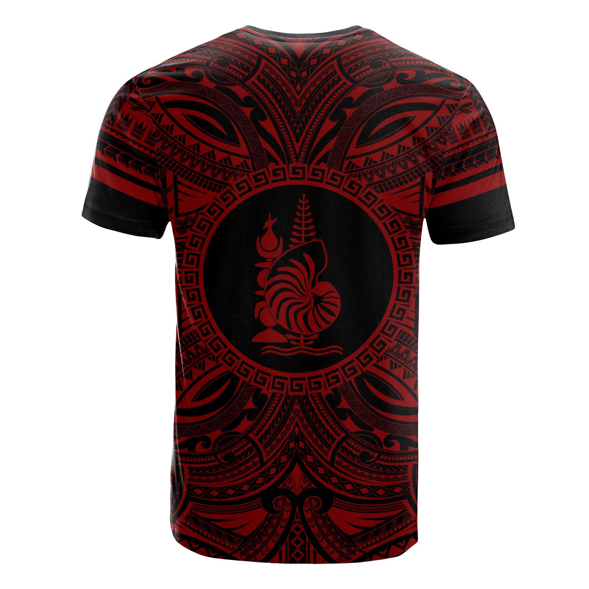 New Caledonia All T Shirt New Caledonia Coat Of Arms Polynesian Red Black - Polynesian Pride