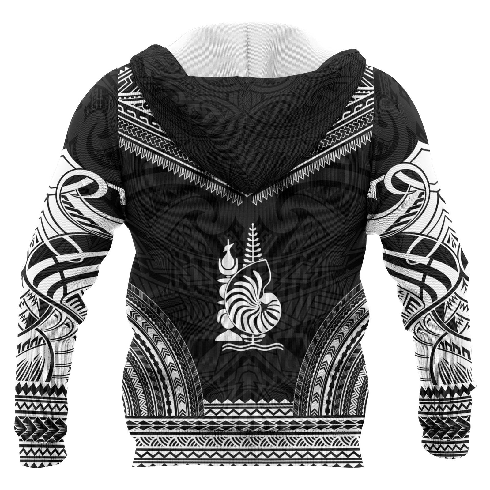 New Caledonia Polynesian Chief Custom Zip up Hoodie Black Version Unisex Black - Polynesian Pride
