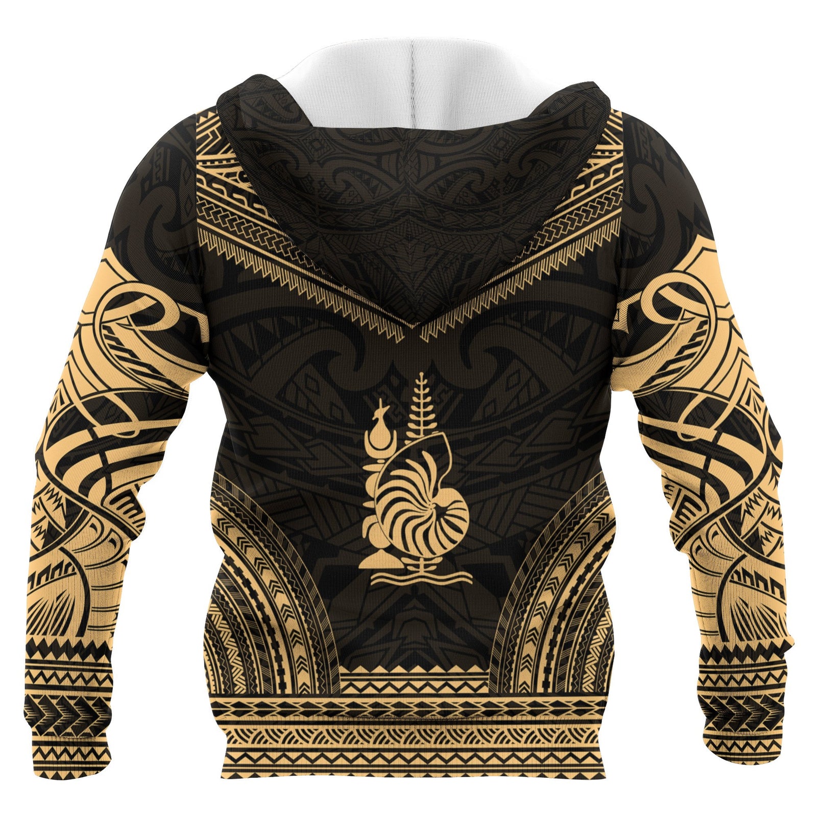 New Caledonia Polynesian Chief Custom Zip up Hoodie Gold Version Unisex Gold - Polynesian Pride