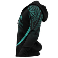 Hawaii Polynesian Zipper Hoodie Turquoise The Face Style - Polynesian Pride