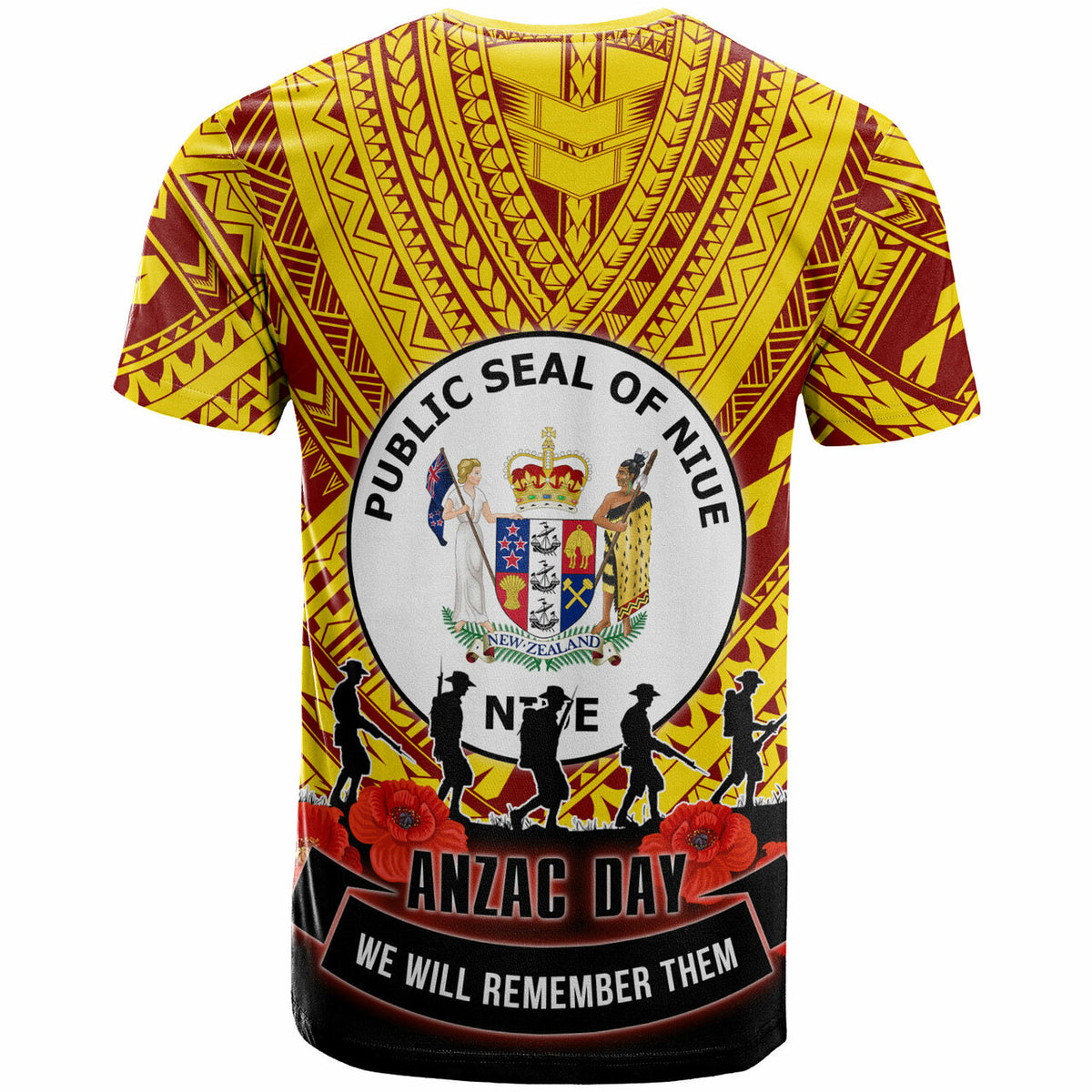 Niue Custom T Shirt Niue Anzac Remembrance Day T Shirt - Polynesian Pride