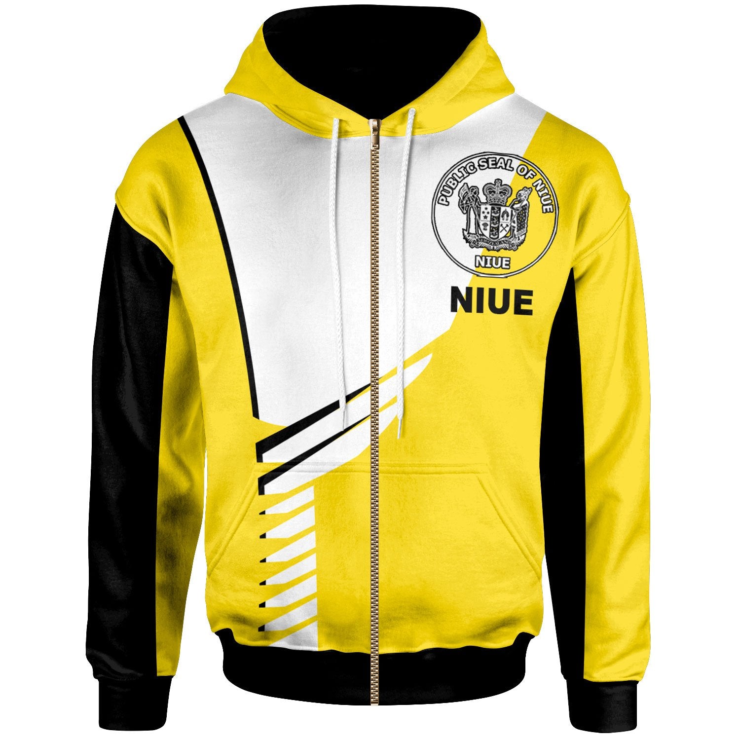 Niue Zip Hoodie Athletes Style Unisex Yellow - Polynesian Pride