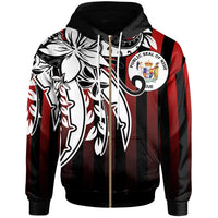 Niue Zip Hoodie Vertical Stripes Style Unisex Red - Polynesian Pride