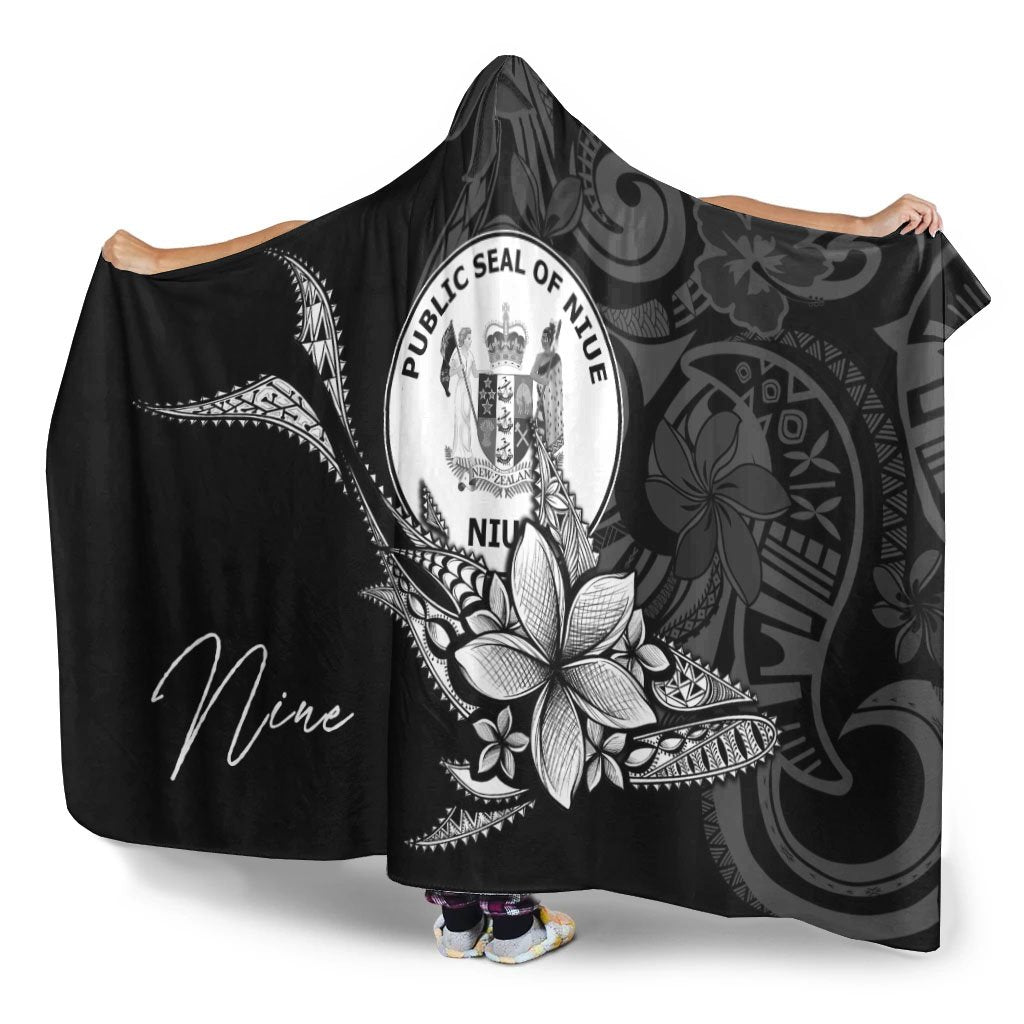 Niue Hooded Blanket - Fish With Plumeria Flowers Style - Polynesian Pride