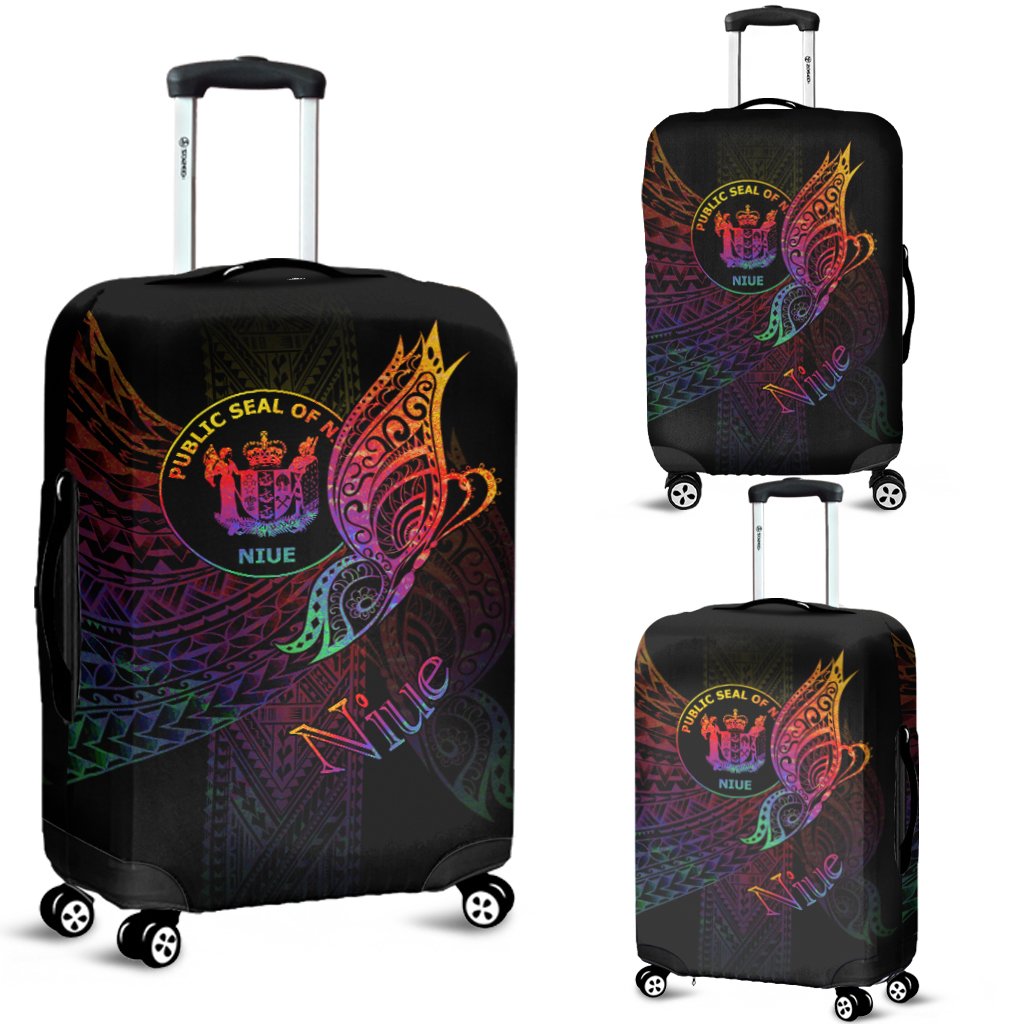 Niue Luggage Covers - Butterfly Polynesian Style Black - Polynesian Pride