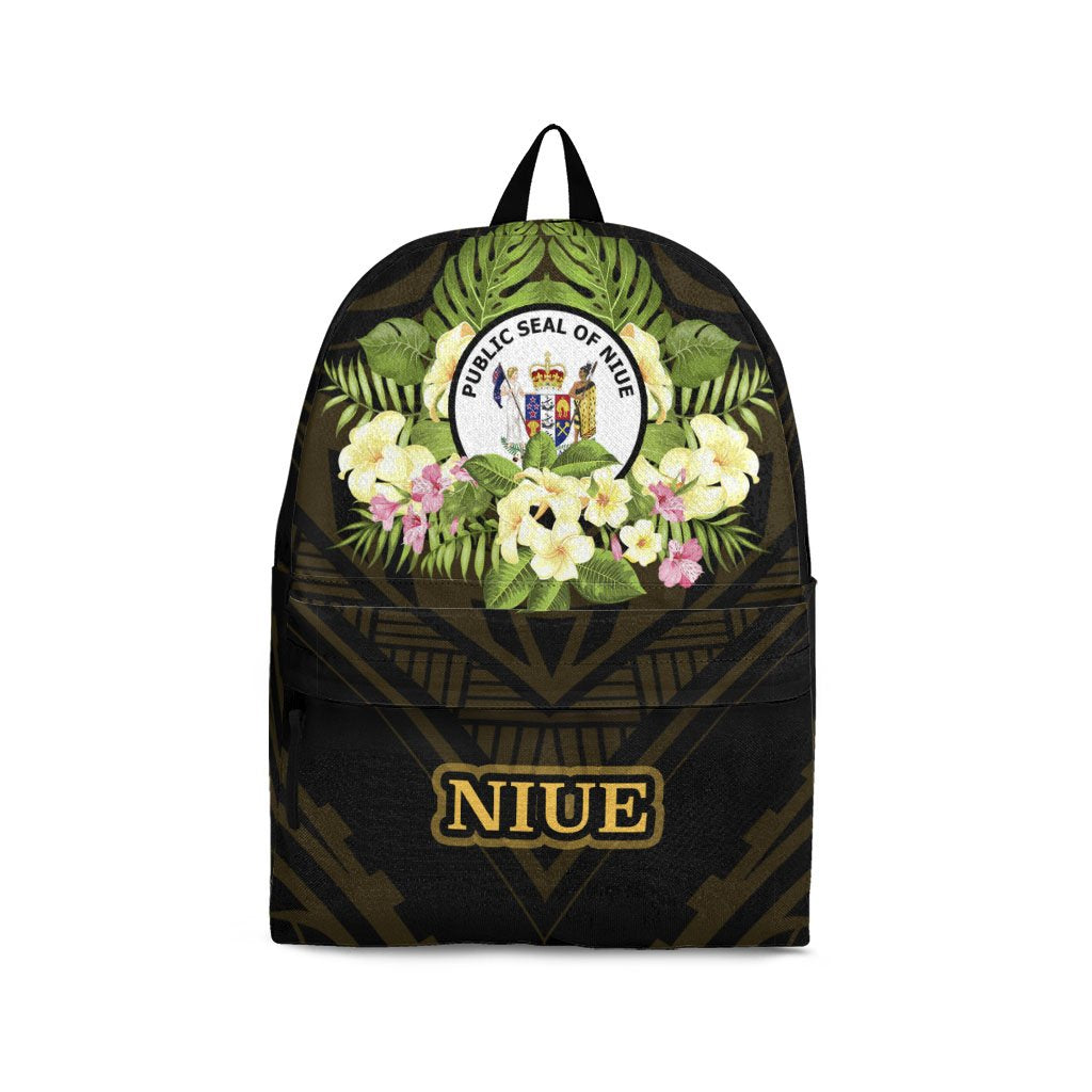 Niue Backpack - Polynesian Gold Patterns Collection Black - Polynesian Pride