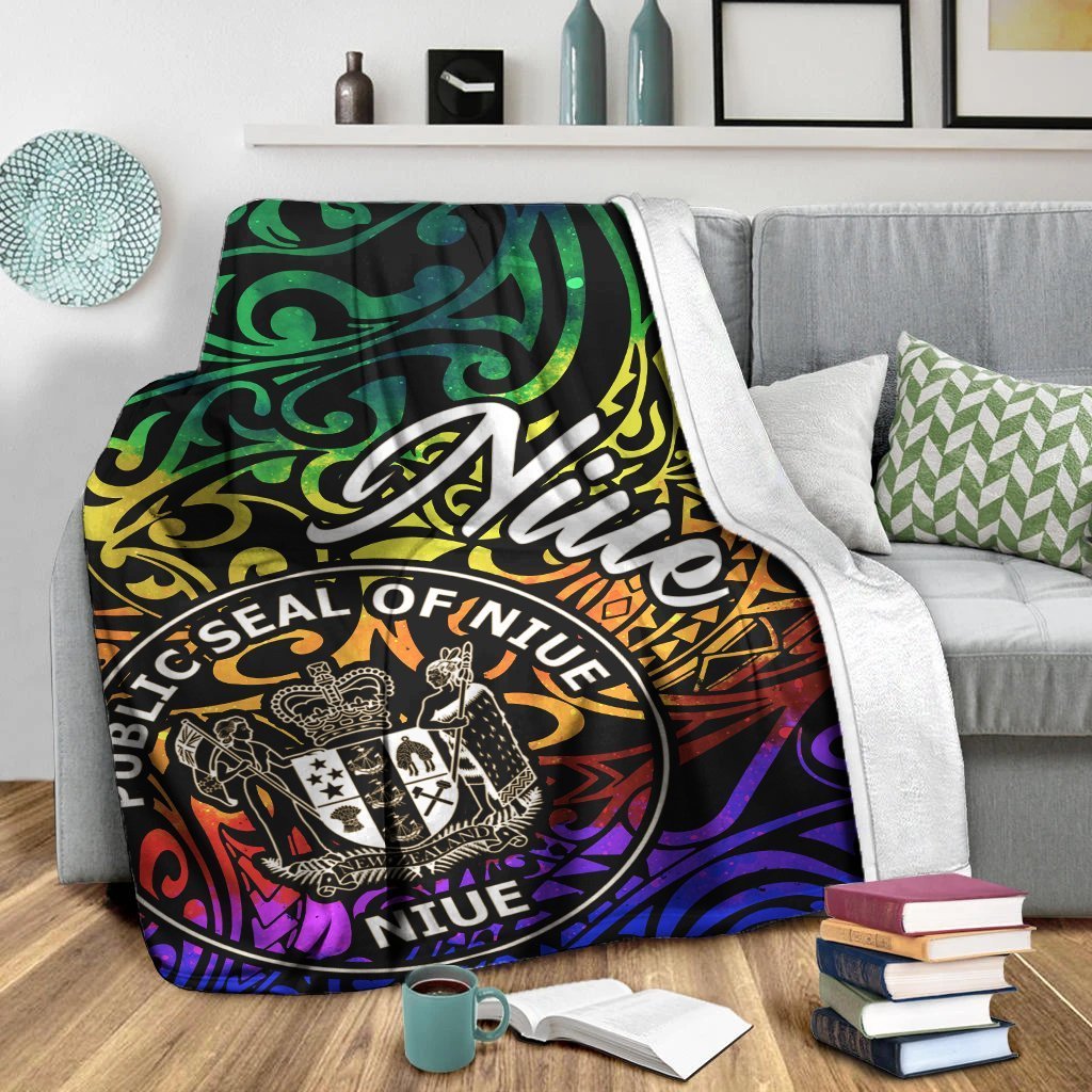 Niue Premium Blanket - Rainbow Polynesian Pattern - Polynesian Pride