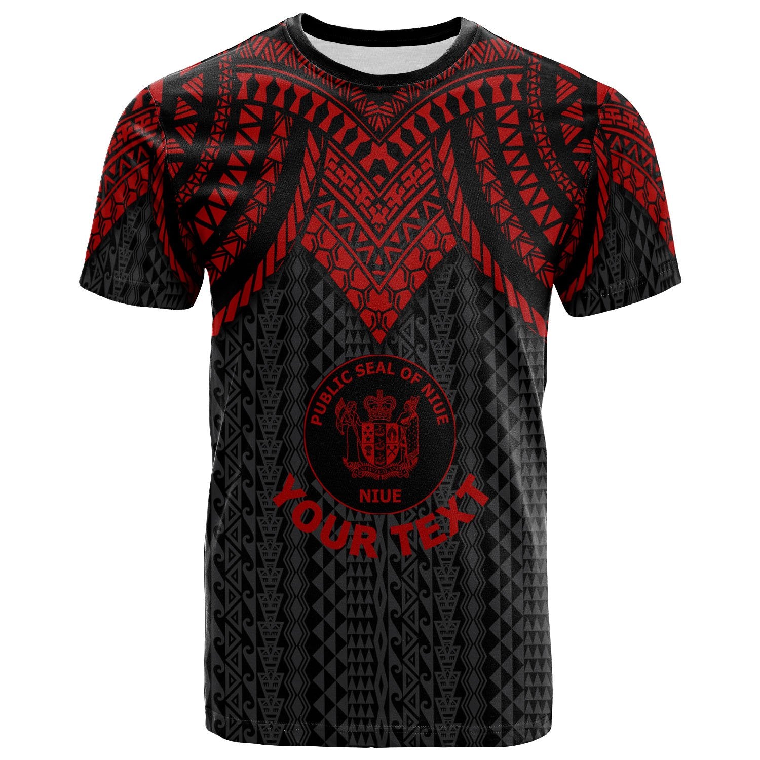 Niue Custom T Shirt Polynesian Armor Style Red Unisex Red - Polynesian Pride