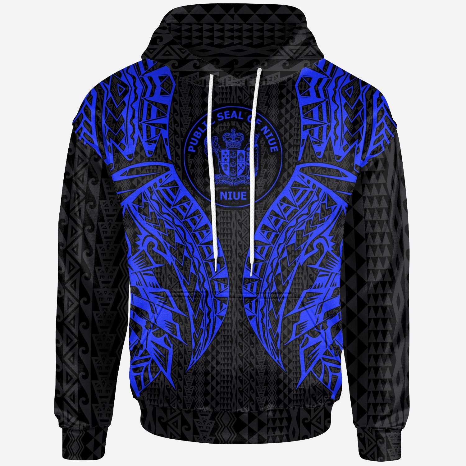 Niue Hoodie Polynesian Lion Head Blue Style Unisex Blue - Polynesian Pride