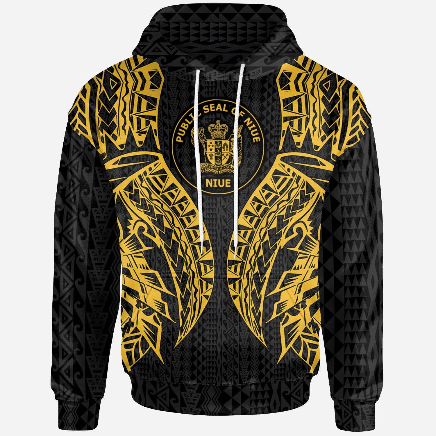 Niue Hoodie Polynesian Lion Head Gold Style Unisex Gold - Polynesian Pride