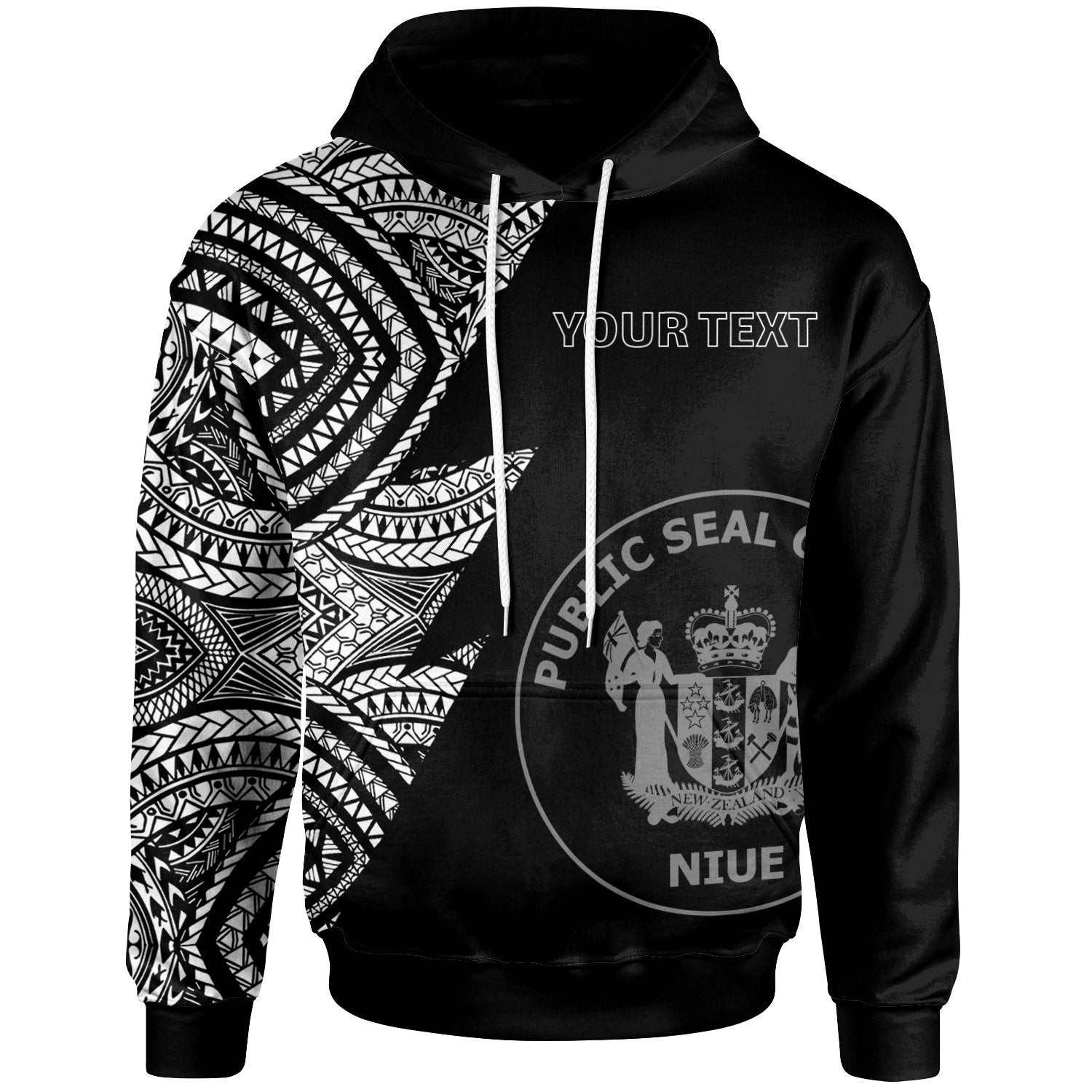 Niue Custom Personalized Hoodie Flash Style White Unisex White - Polynesian Pride