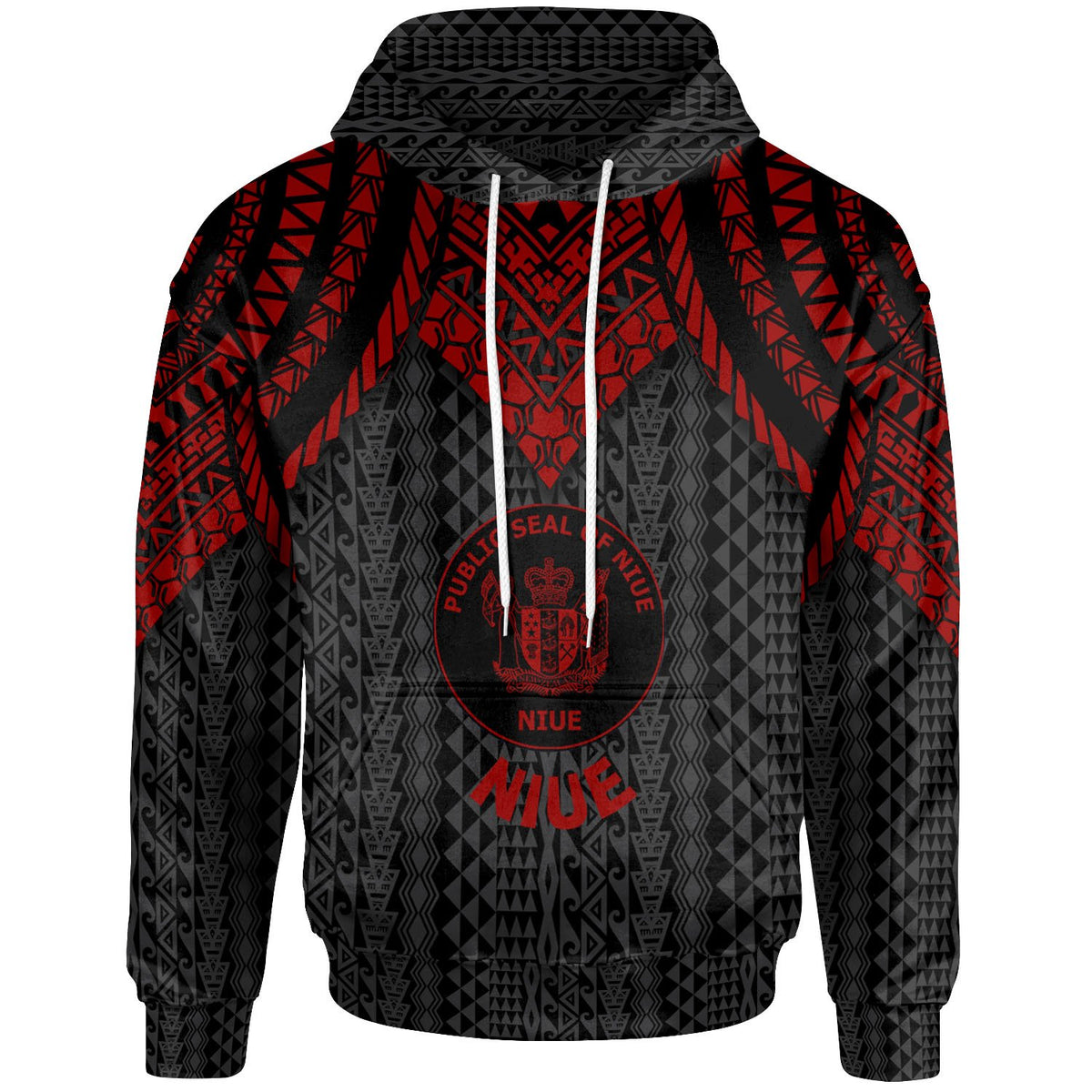 Niue Hoodie Polynesian Armor Style Red Unisex Red - Polynesian Pride