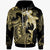 Niue Zip Hoodie Hammerhead Shark Tribal Pattern Unisex Gold - Polynesian Pride