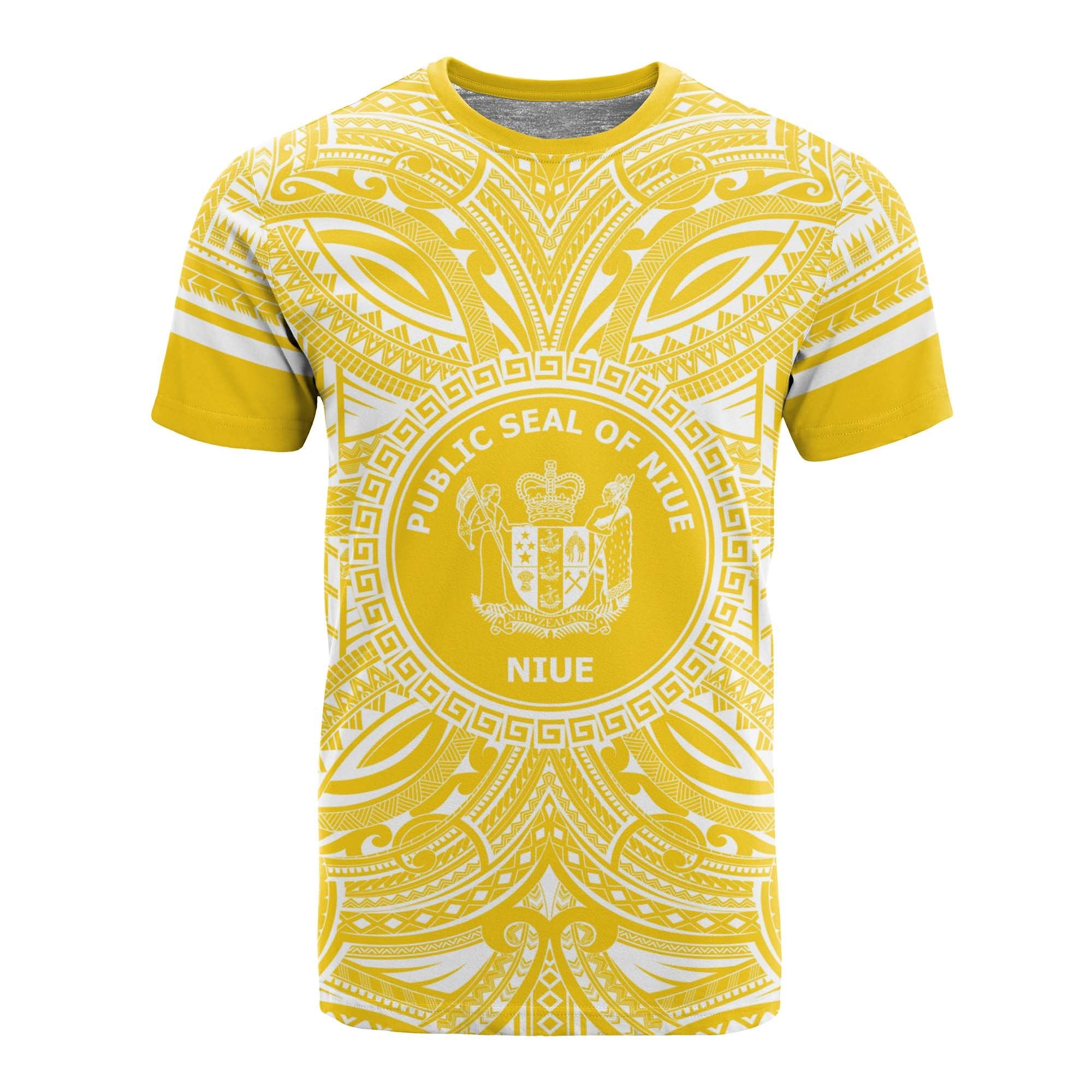 Niue All T Shirt Niue Coat Of Arms Polynesian Flag Color Unisex Yellow - Polynesian Pride