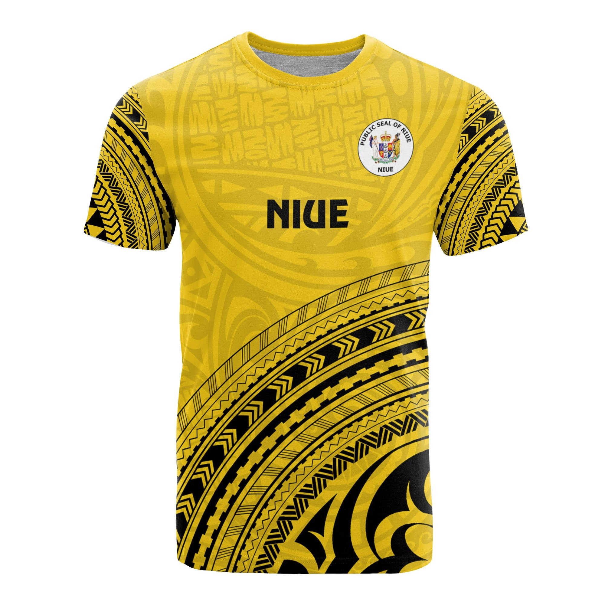 Niue All Over T Shirt Niue Seal Polynesian Tribal Yellow Version Unisex Yellow - Polynesian Pride