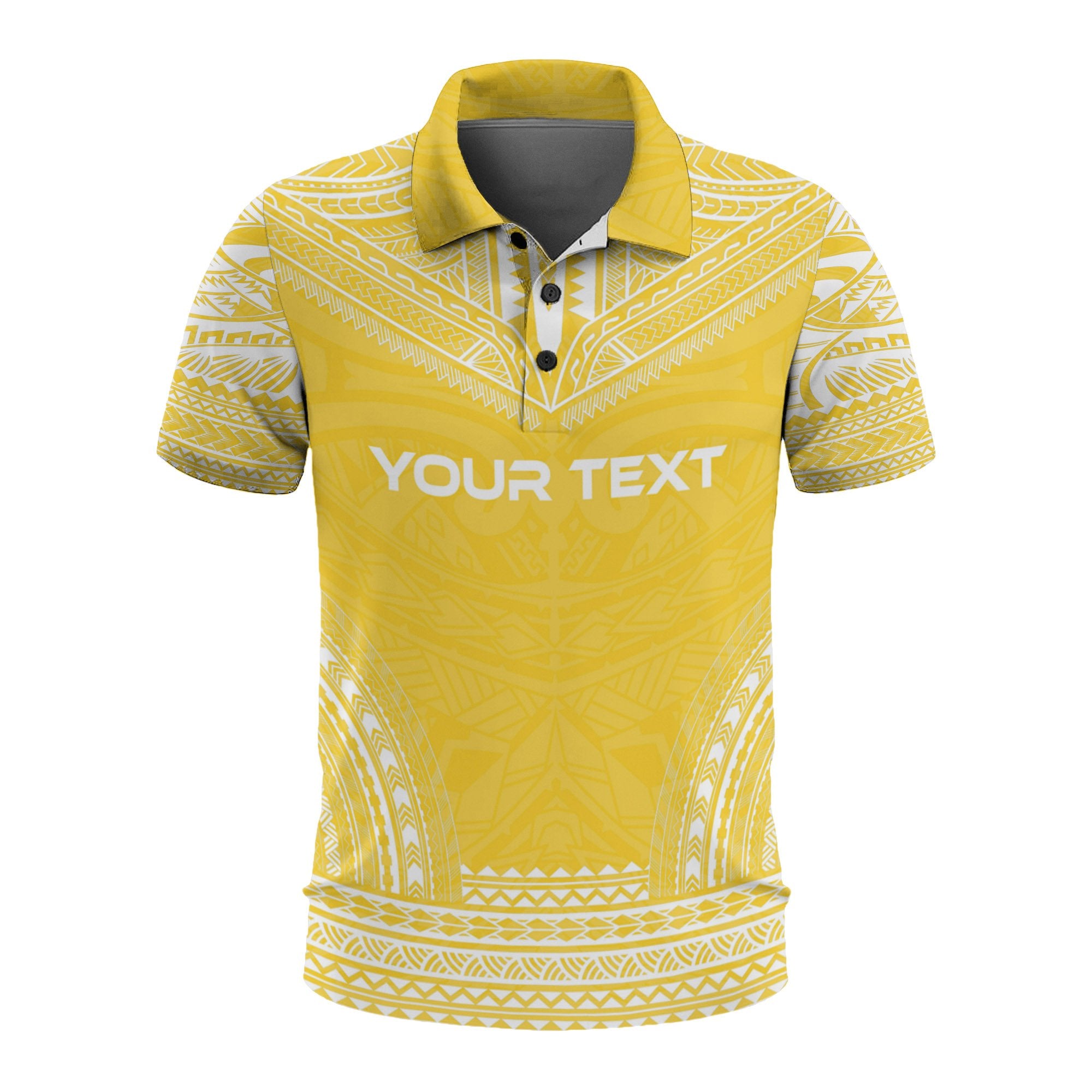 Niue Custom Polo Shirt Seal Polynesian Chief Tattoo Yellow Version Unisex Yellow - Polynesian Pride