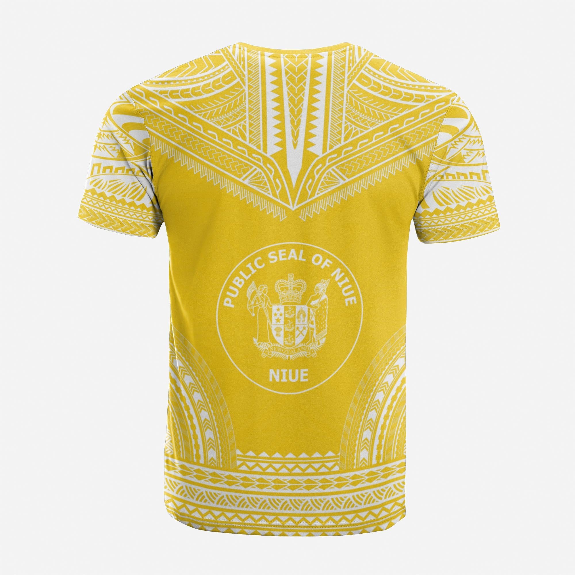 Niue Custom T Shirt Niue Seal Polynesian Chief Tattoo Yellow Version Unisex Yellow - Polynesian Pride