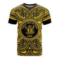 Niue All T Shirt Niue Coat Of Arms Polynesian Gold Black Unisex Gold - Polynesian Pride