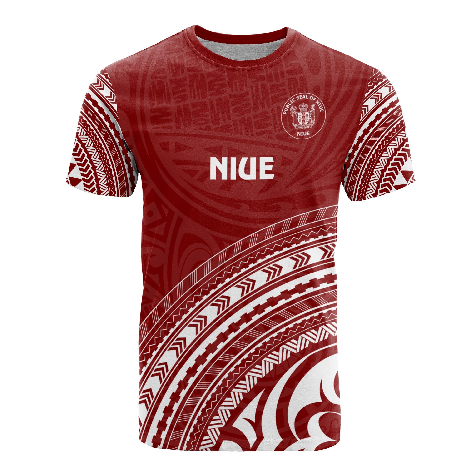 Niue All Over T Shirt Niue Seal Polynesian Tribal Red Version Unisex Red - Polynesian Pride