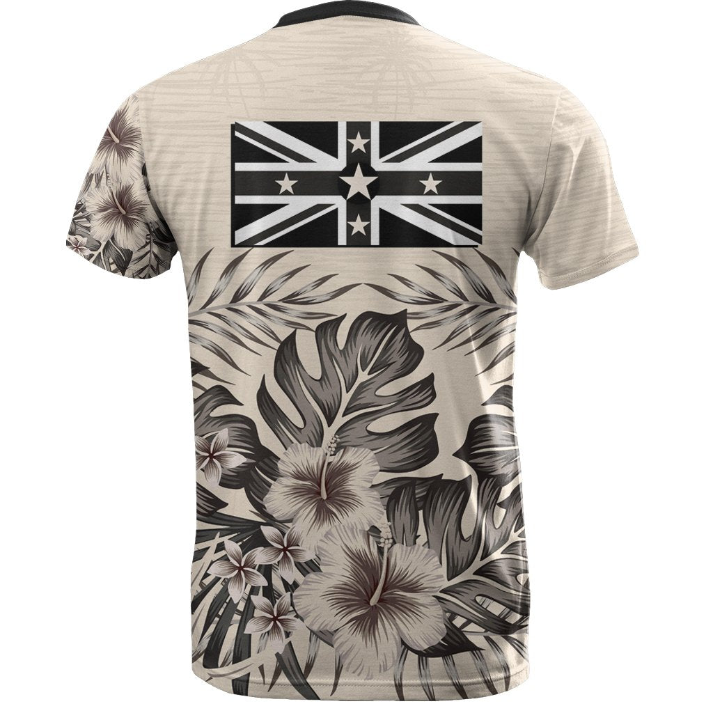 Niue T Shirt Niue Flag Beige Hibiscus - Polynesian Pride