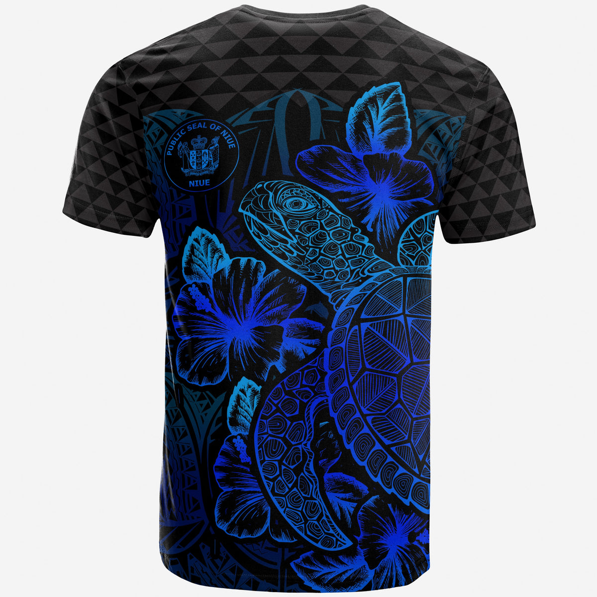 Niue T Shirt Niue Seal Turtle Hibiscus Blue - Polynesian Pride