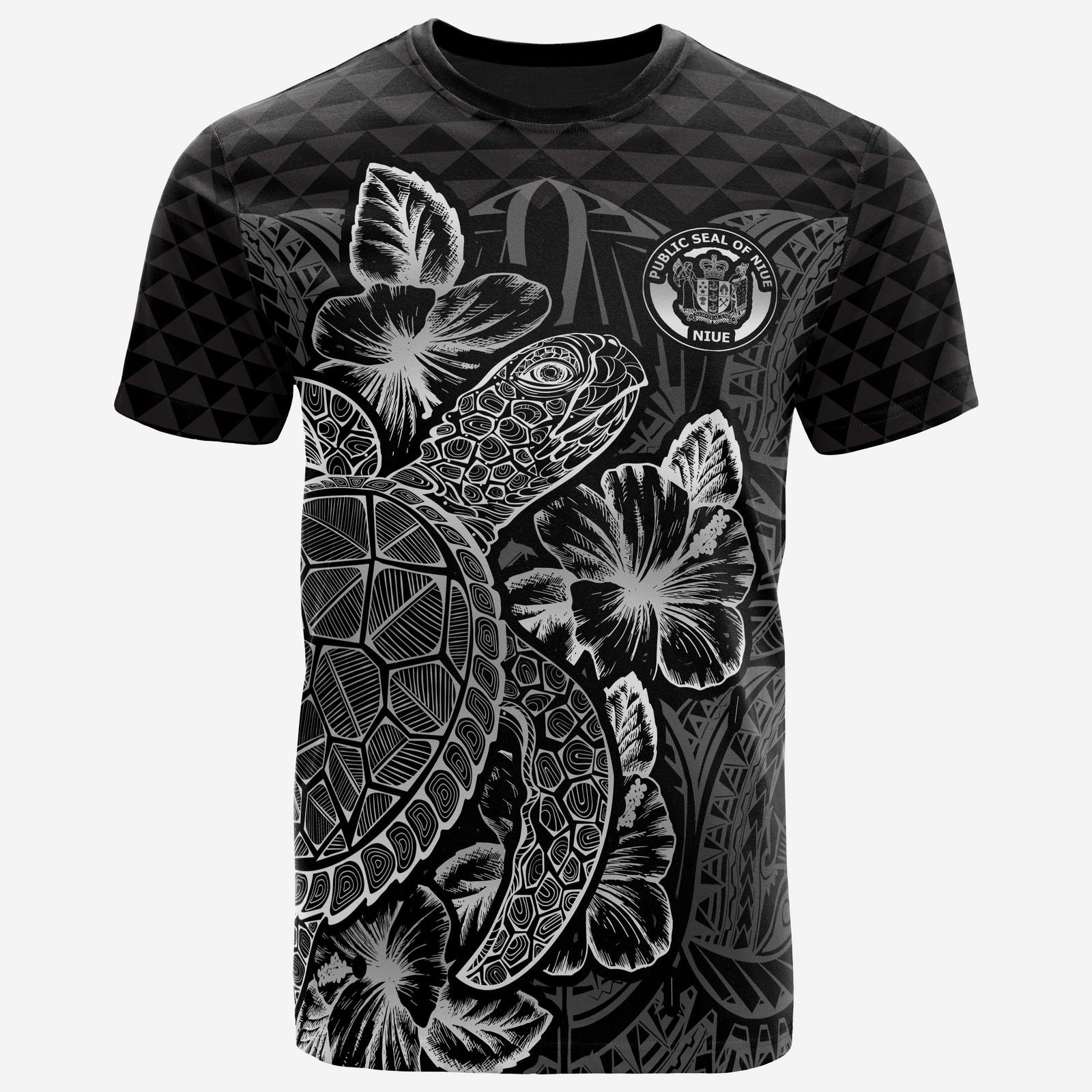 Niue T Shirt Niue Seal Turtle Hibiscus Black Unisex Black - Polynesian Pride
