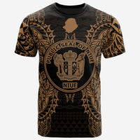 Niue All T Shirt Niue Seal Map Polynesian Tattoo Gold Unisex Gold - Polynesian Pride
