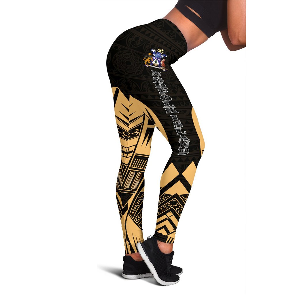 Norfolk Island Polynesian Leggings - Polynesian Tattoo Gold Version Gold - Polynesian Pride
