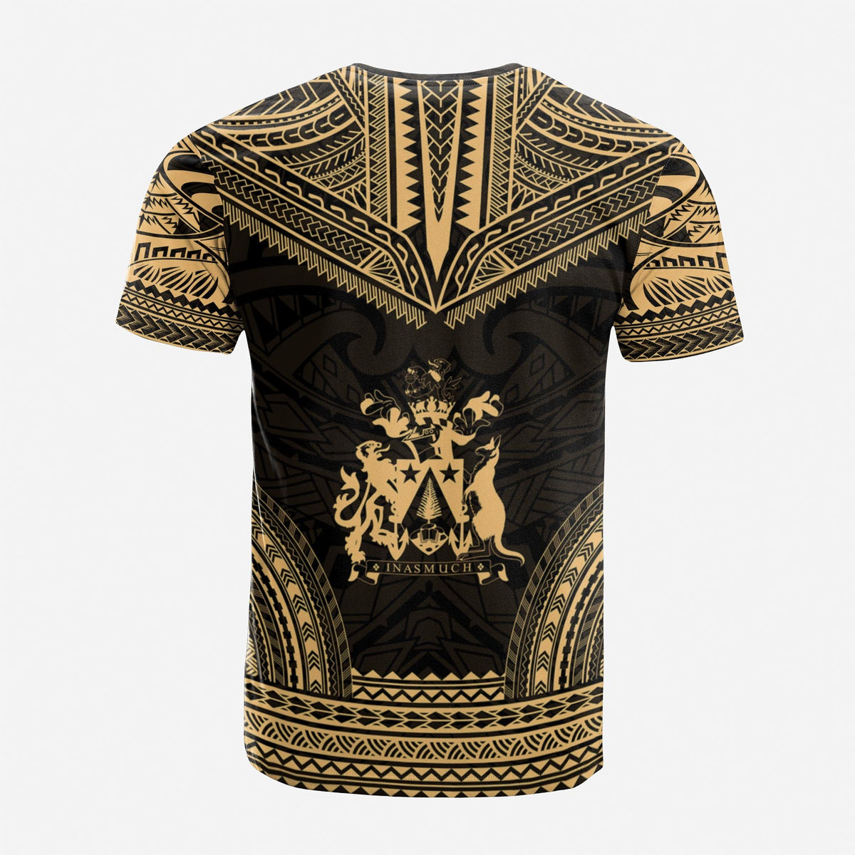 Norfolk Island Custom T Shirt Norfolk Island Coat Of Arms Polynesian Chief Tattoo Gold Version Unisex Gold - Polynesian Pride