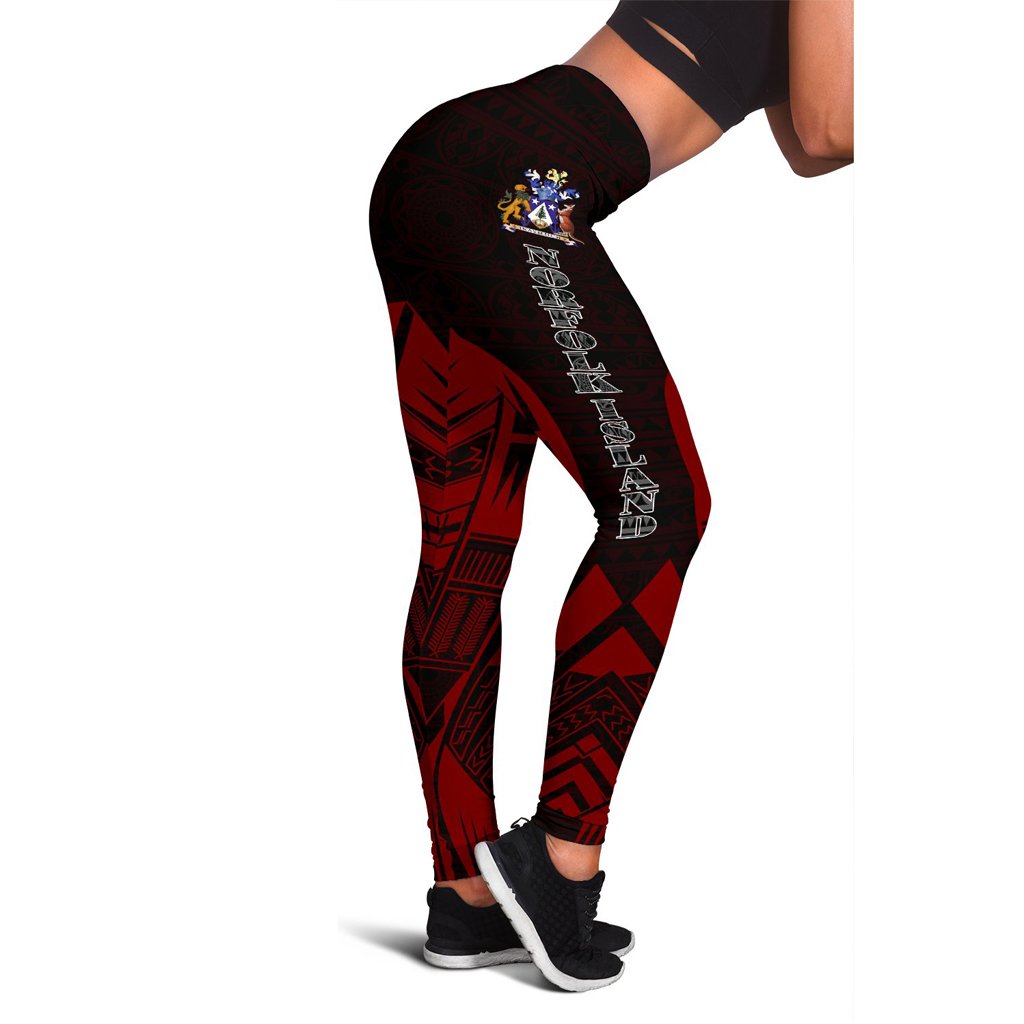 Norfolk Island Polynesian Leggings - Polynesian Tattoo Red Version Red - Polynesian Pride