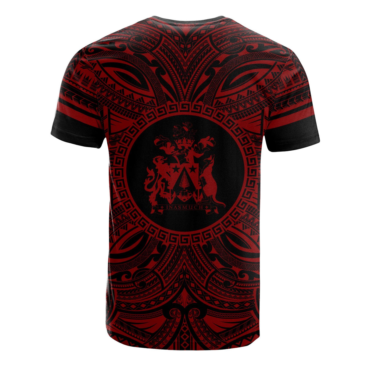 Norfolk Island All T Shirt Norfolk Island Coat Of Arms Polynesian Red Black - Polynesian Pride