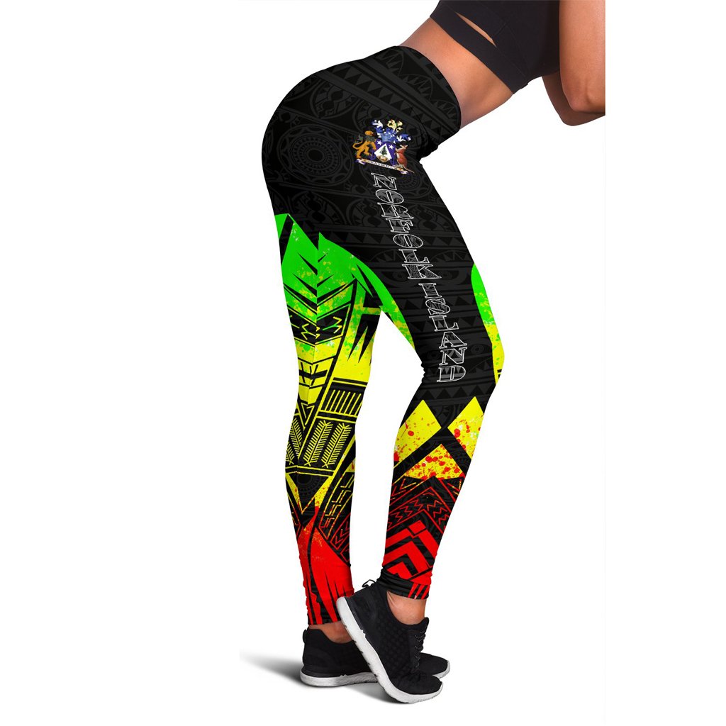 Norfolk Island Polynesian Leggings - Polynesian Tattoo Reggae Version Reggae - Polynesian Pride