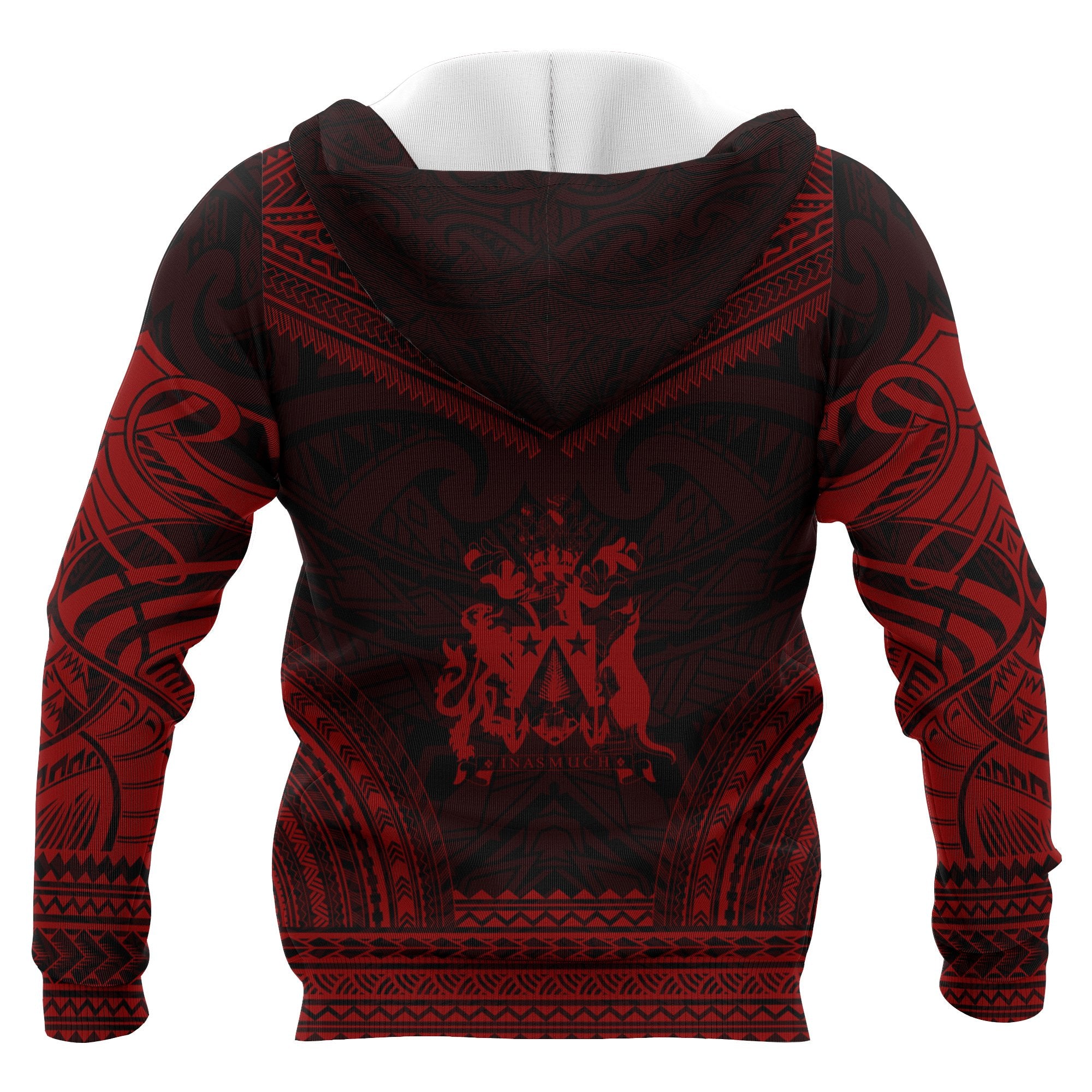 Norfolk Island Polynesian Chief Custom Zip up Hoodie Red Version Unisex Red - Polynesian Pride